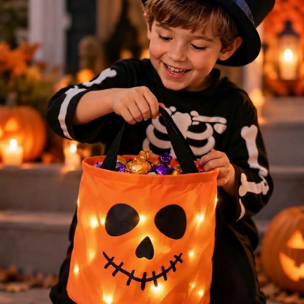LED Græskar Slikkurv med Håndtag til Halloween