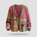 Dame Blomster-Patchwork Cardigan Vest, Zoe