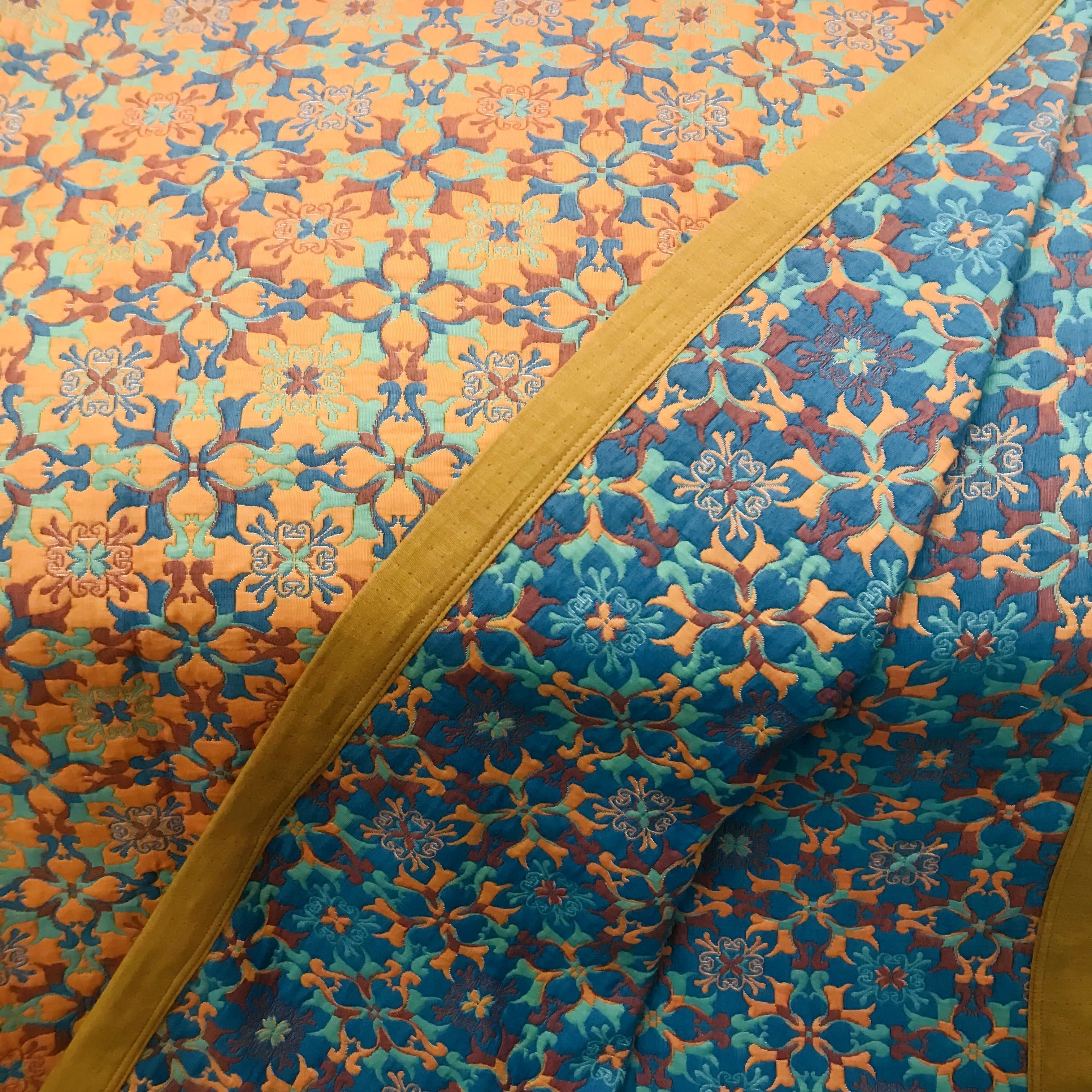 Etnisk stil | Bomuld quilt i seks lag med orange og blå mønster - - Etnisk stil | Bomuld quilt i seks lag med orange og blå mønster - €25 - {{ product_tags }