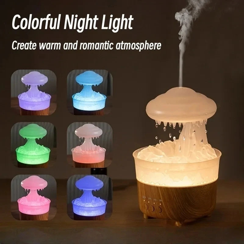 Regnsky Luftfugter-lampe – LED-lys med Regndråbelyd - - Humidifier Night Light - {{ product_tags }