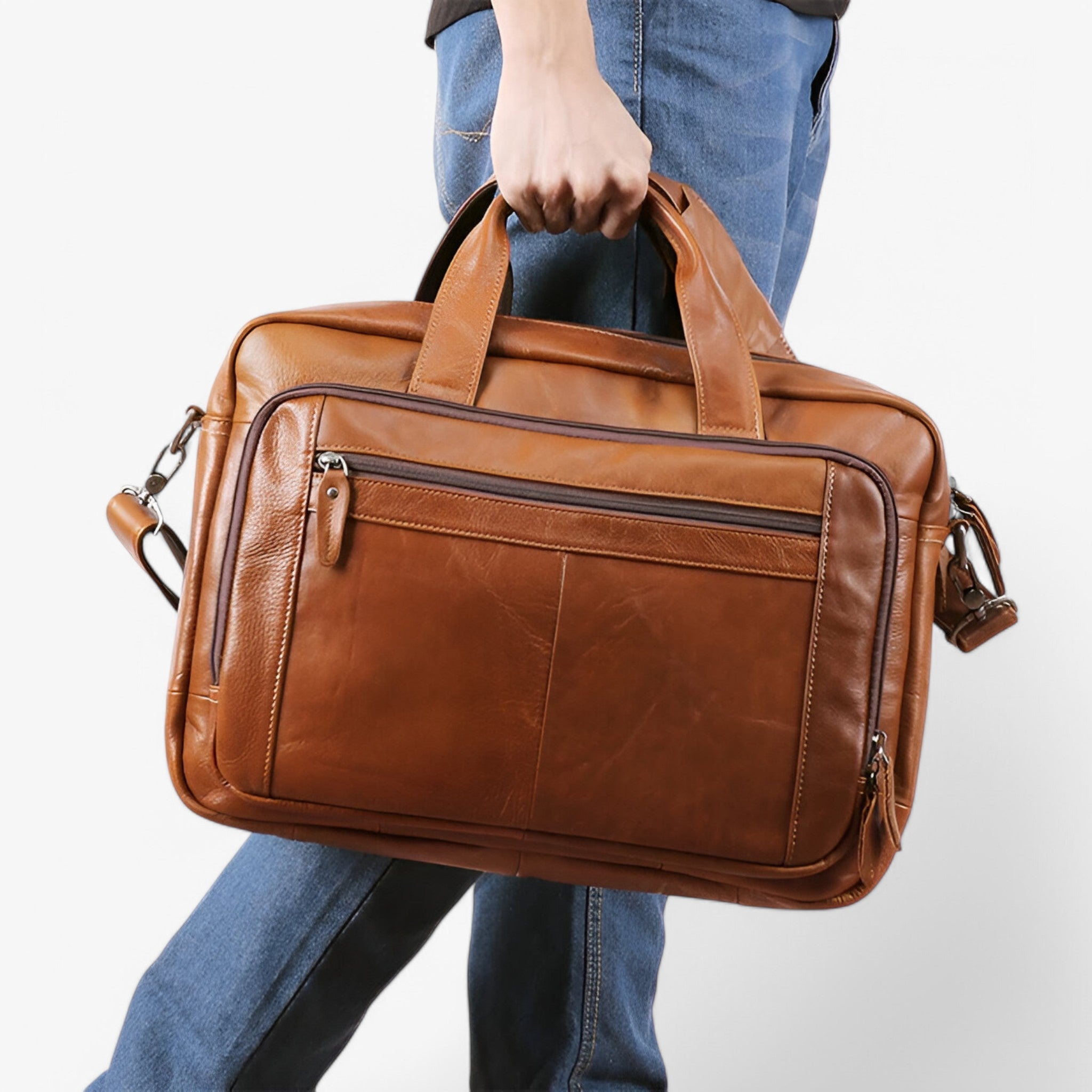 Theo | Laptoptaske i læder med skulderrem - - bags - {{ product_tags }