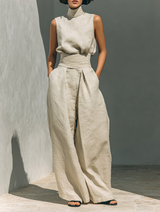 Maria™ | Complete Set with Tank Top and Wide Cotton and Linen Pants