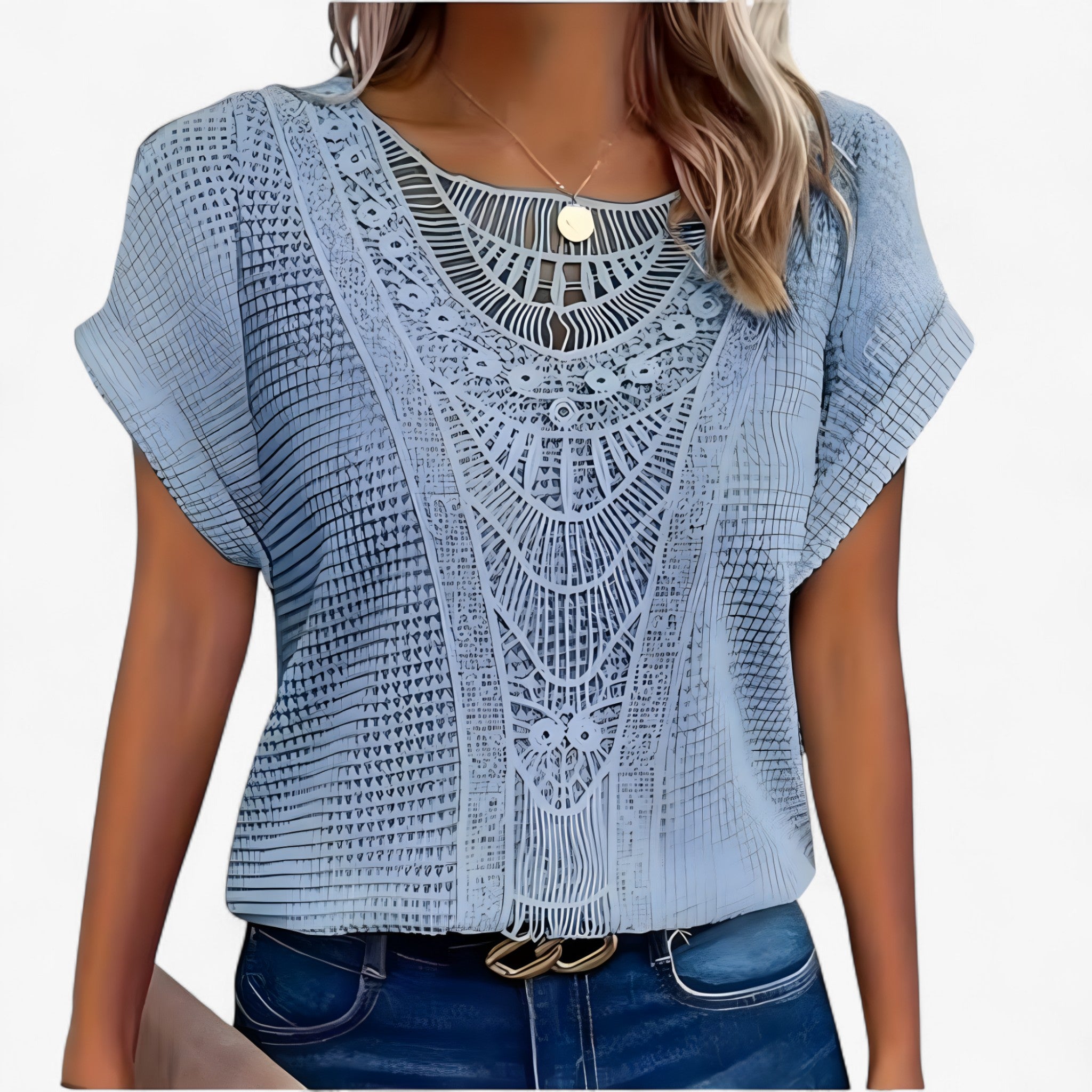 Elise | Chic Blonde Top – Elegance og Stil til Hverdag og Fest - Lyseblå - women's fashion - {{ product_tags }
