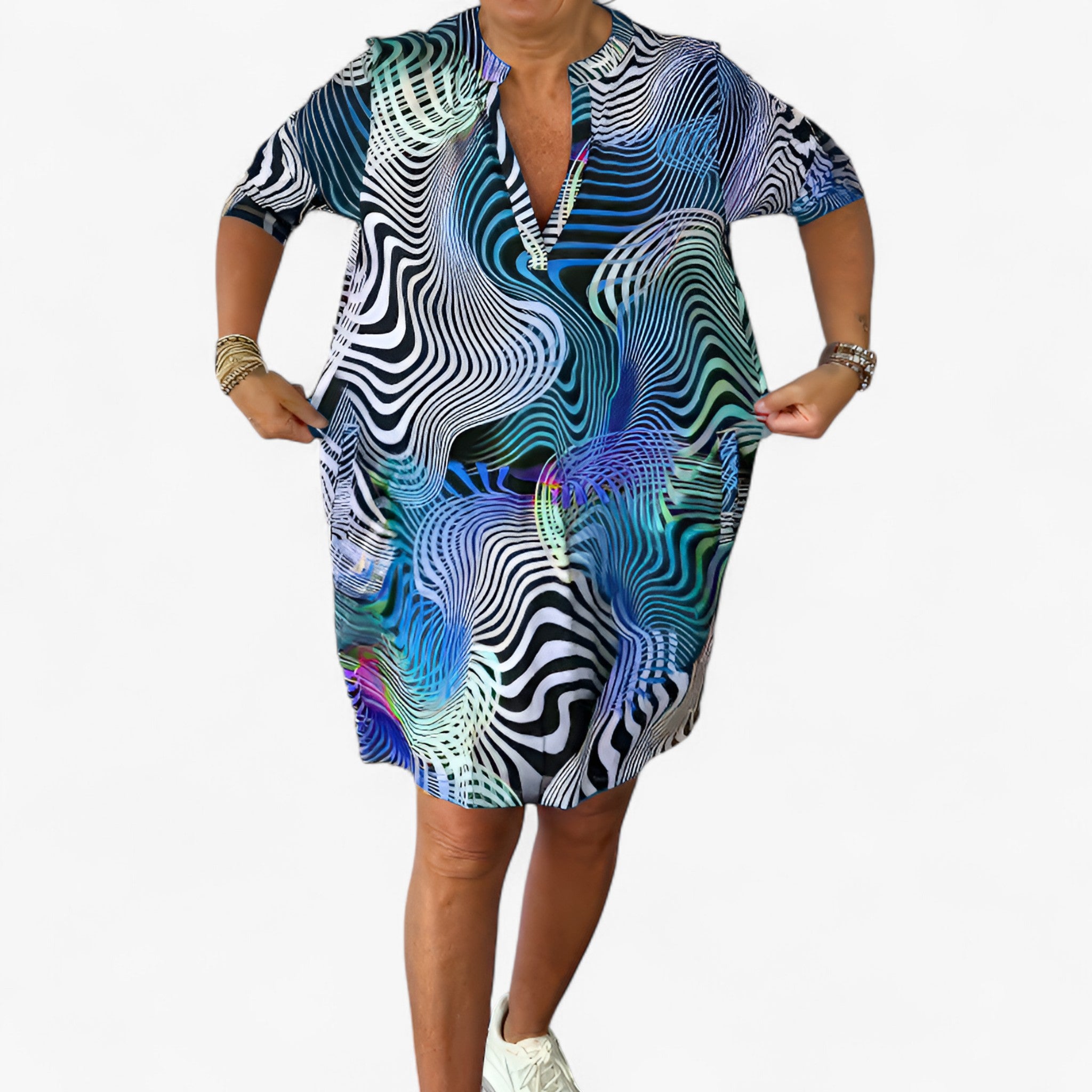 Katherine | Kvinders Strækbart V-hals Kjole - - women's fashion - {{ product_tags }