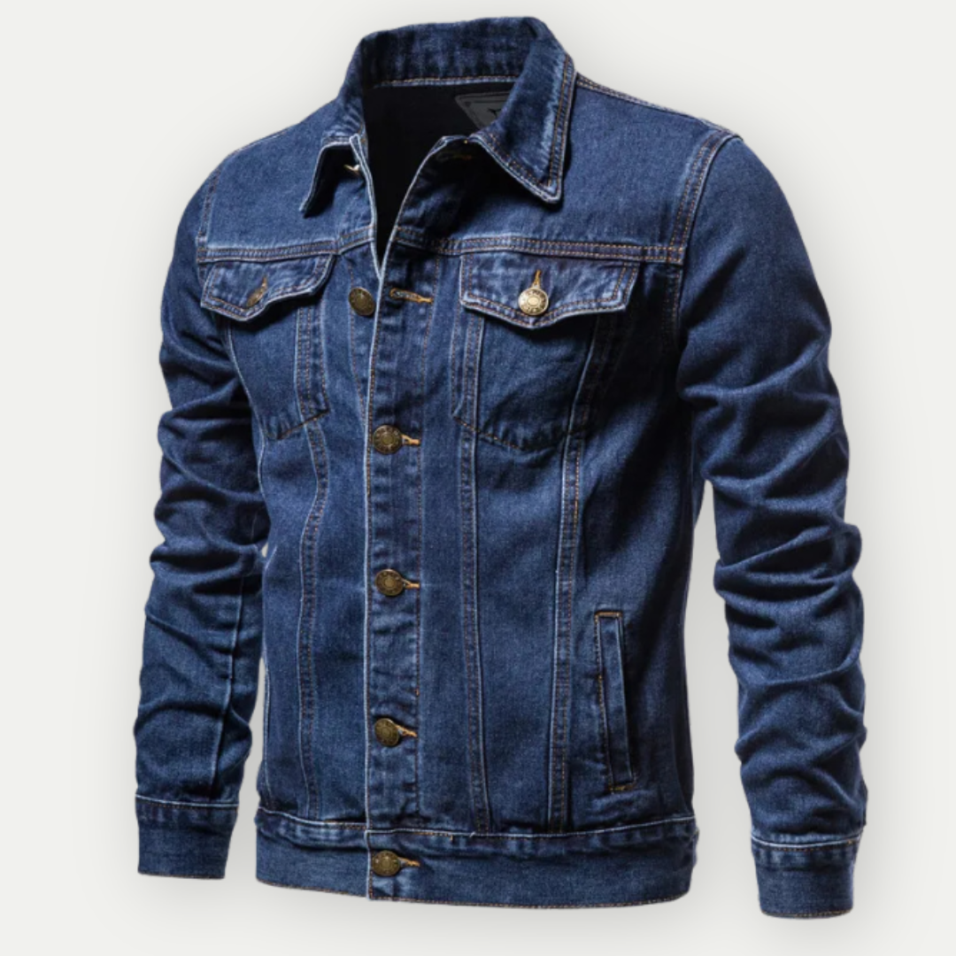 Frederik - Klassisk truckerjakke i jeansmaterial til herrer - Mørkeblå - men's fashion - {{ product_tags }