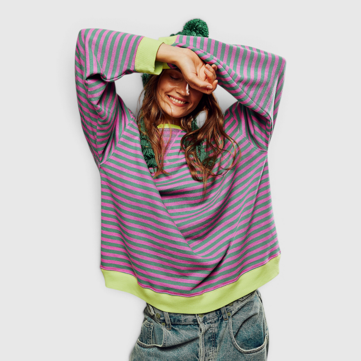 Dame Stribet Crewneck Sweater - Casual Striktop