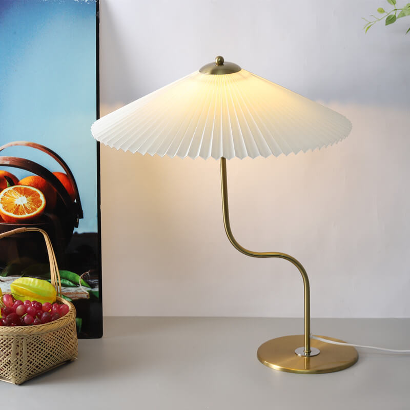 Retro Flæset Skærm Bordlampe - Dekorativt Accentlys - Hvid - Home Decor - {{ product_tags }