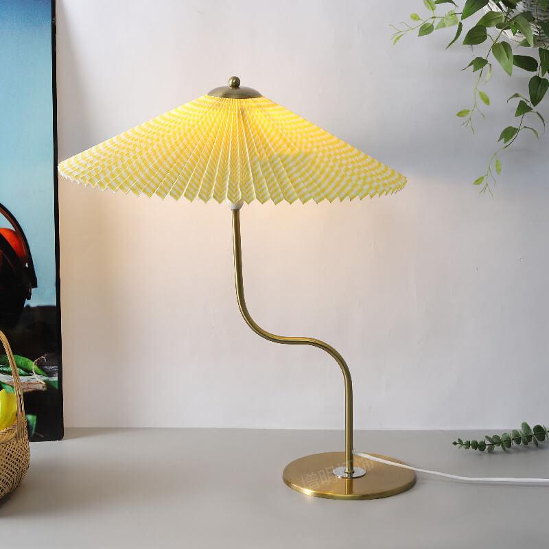 Retro Flæset Skærm Bordlampe - Dekorativt Accentlys - Gul ternet - Home Decor - {{ product_tags }