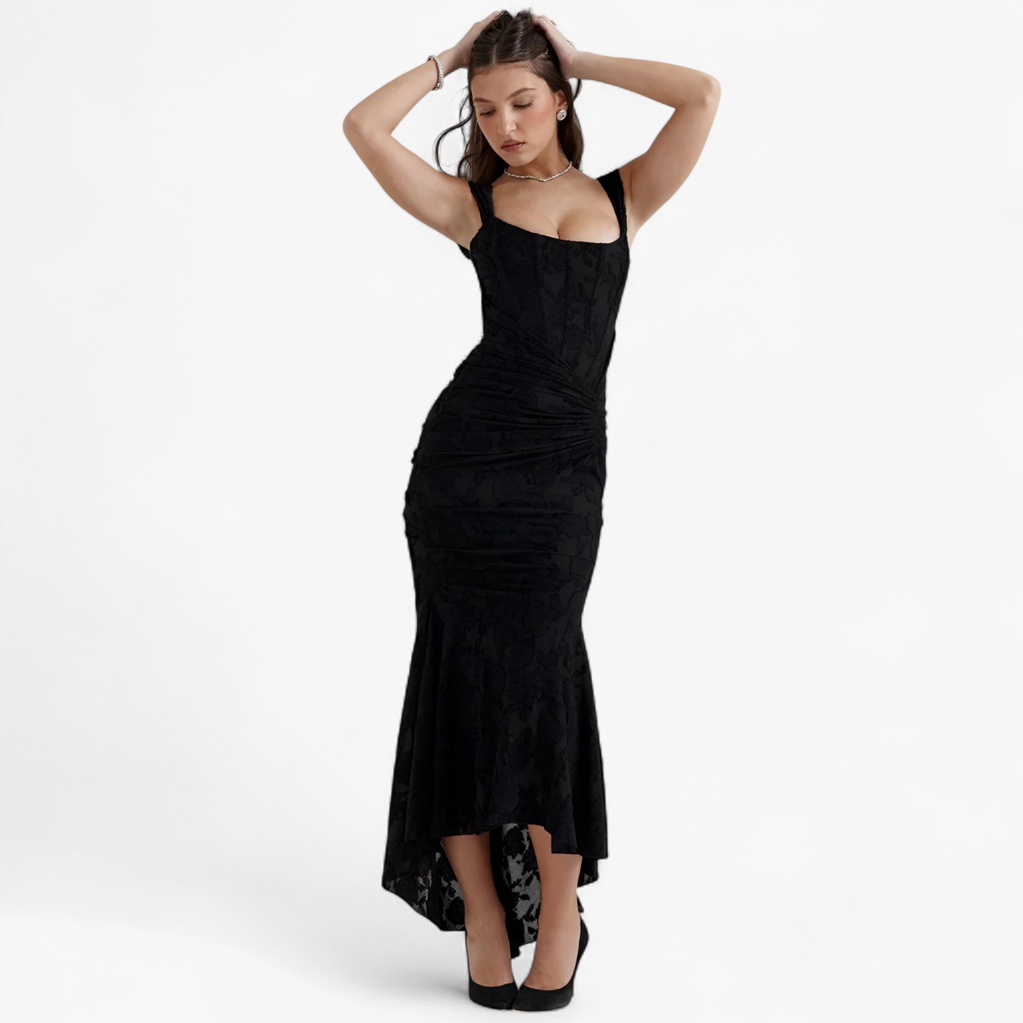 Clara | Midi kjole – Elegant og figurskabende pasform - Sort - women's fashion - {{ product_tags }