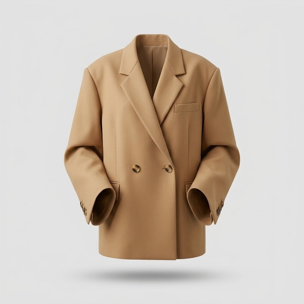 Dame Oversize Blazer - Diagonal Wrap med Revers
