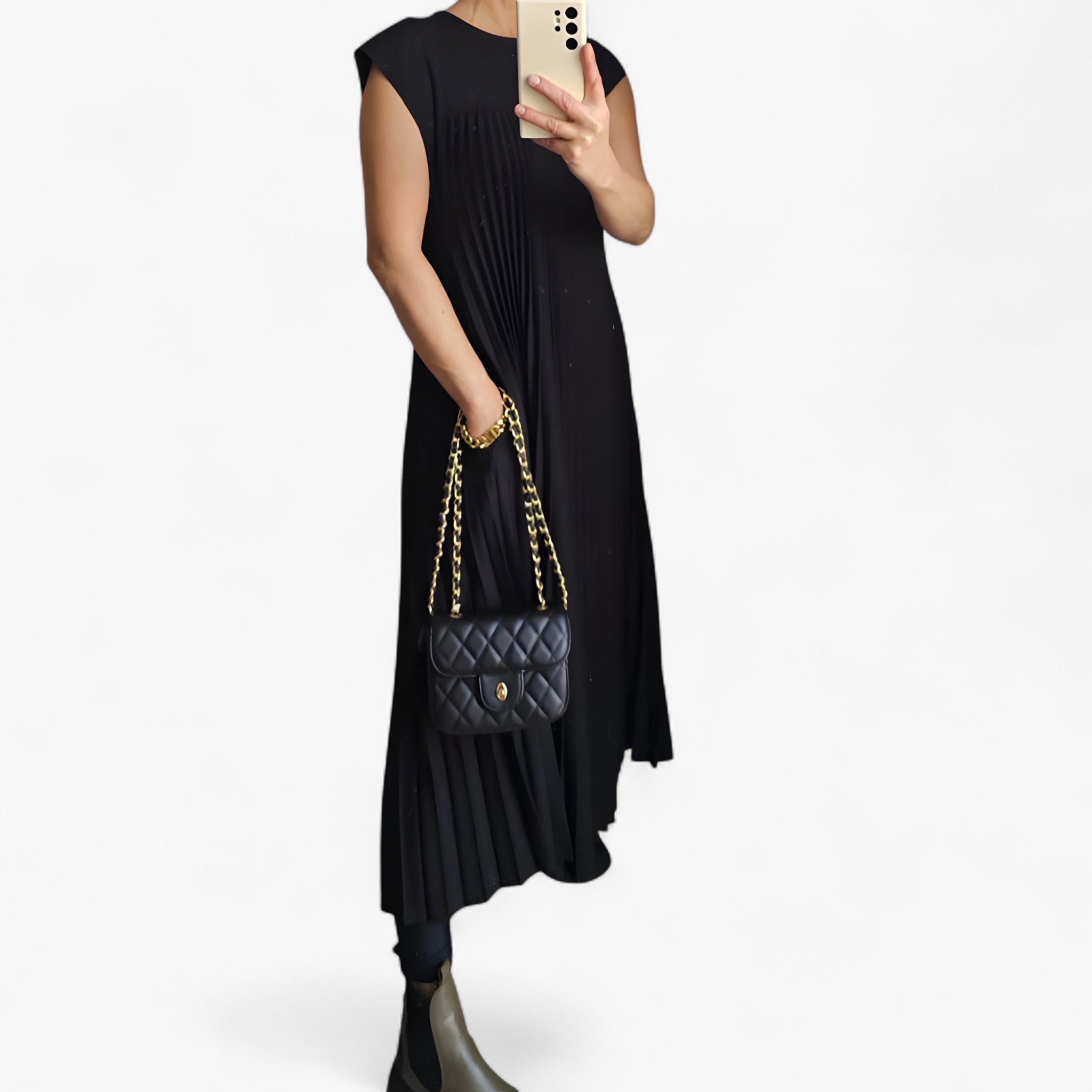 Aduana | Ærmeløst kjole med elegante folder - - women's fashion - {{ product_tags }