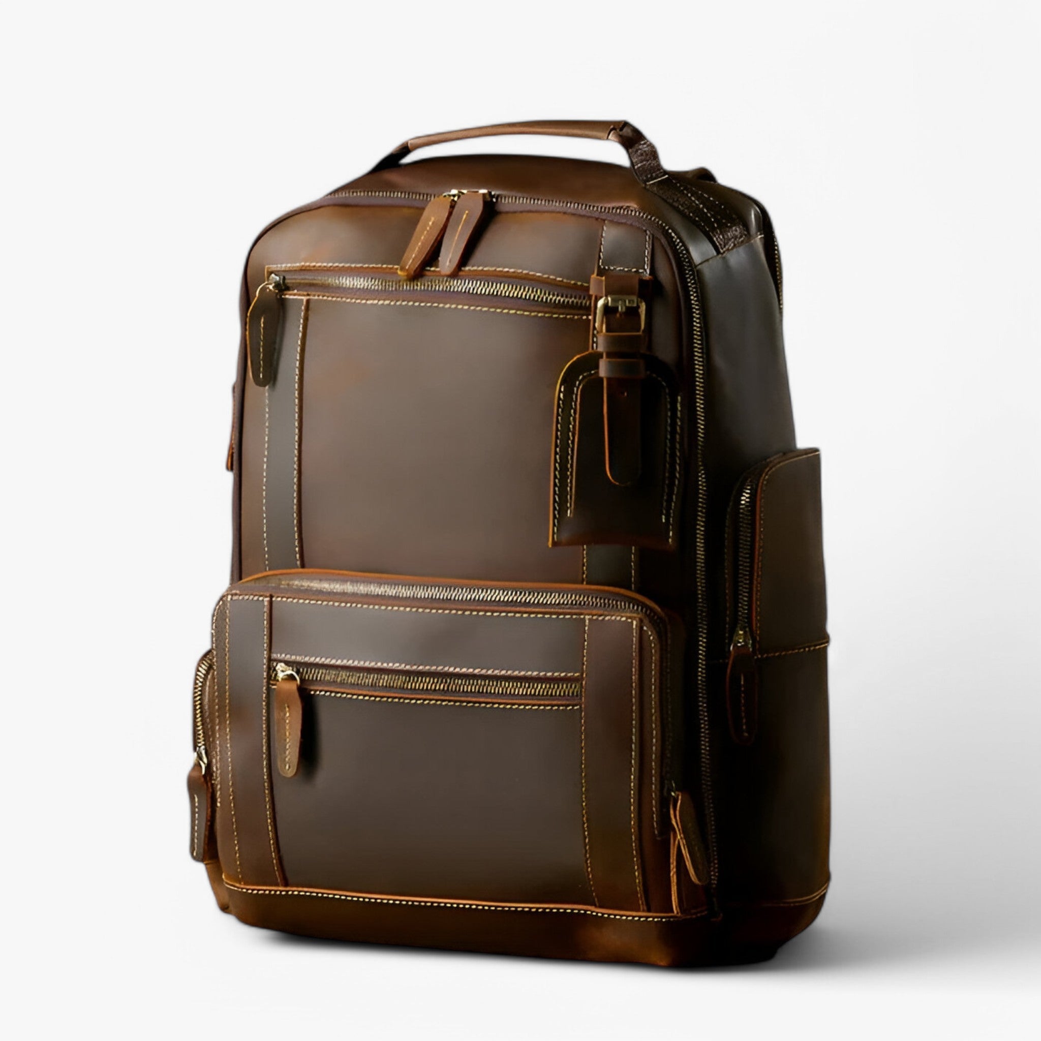 Olivier | Retro-stil læder rygsæk - marron - bags - {{ product_tags }