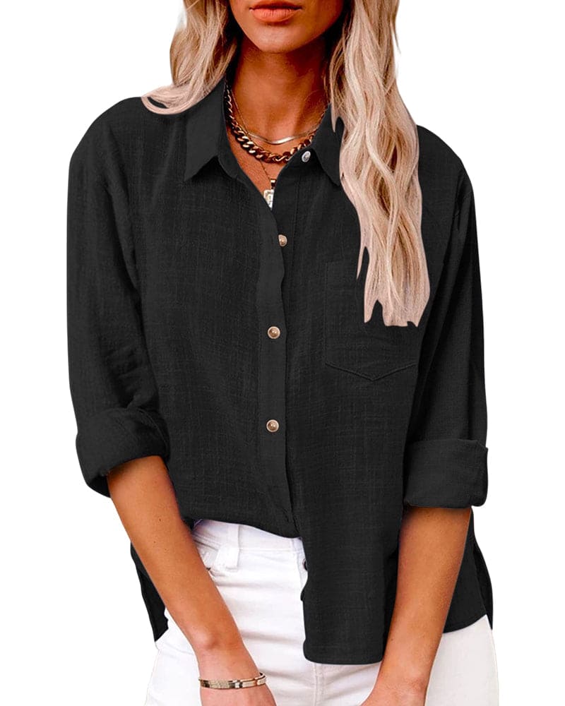 Dame Afslappet Skjorte - Løs Casual Bluse