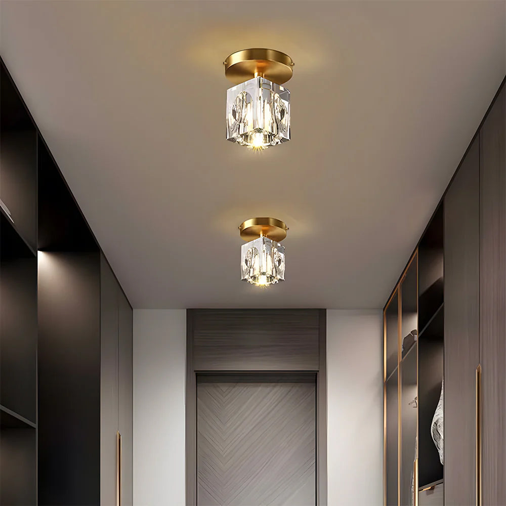 Geometrisk Krystal Loftlampe - Moderne Sort eller Guld Finish