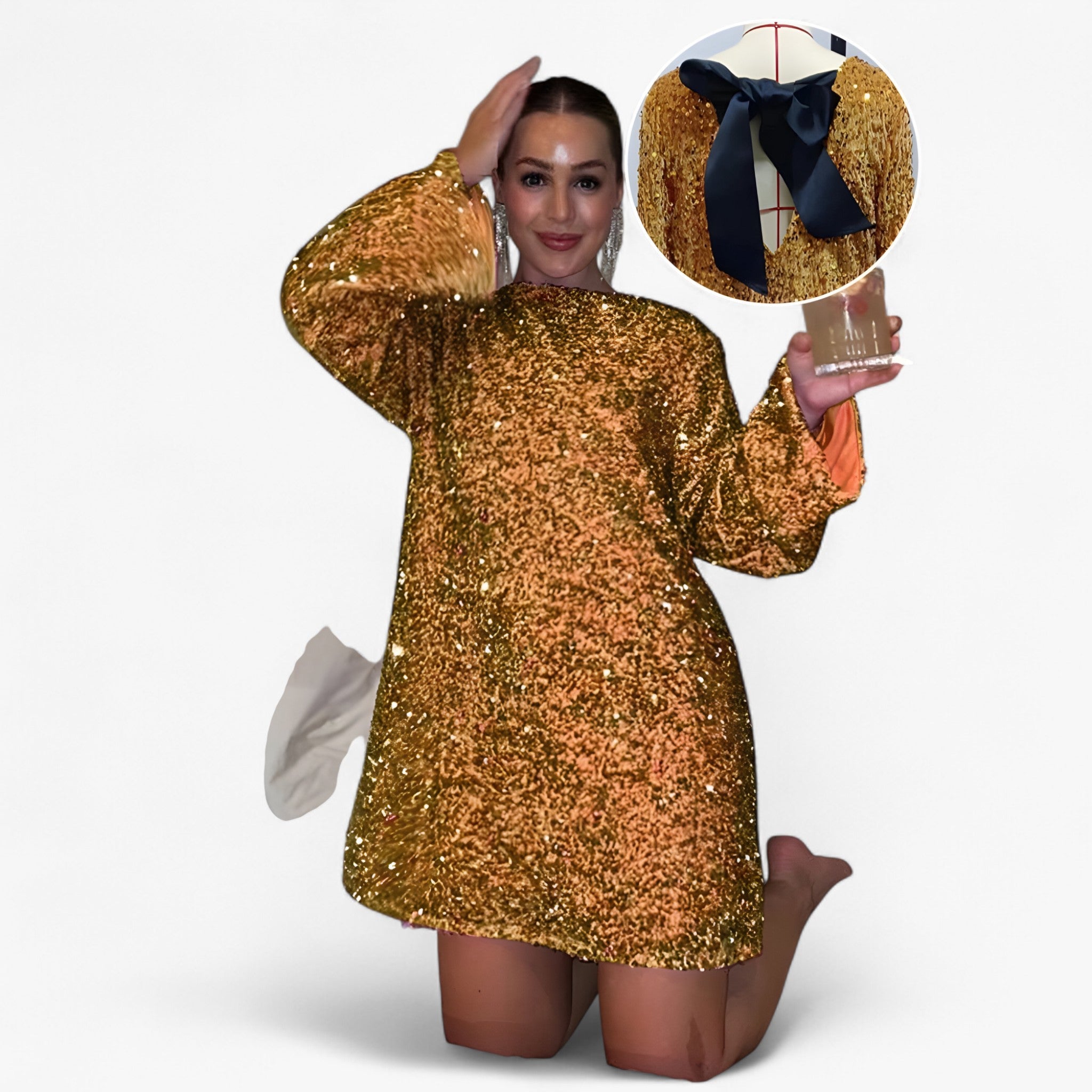 Jenny | Minikjole med pailletter - Guld - women's fashion - {{ product_tags }