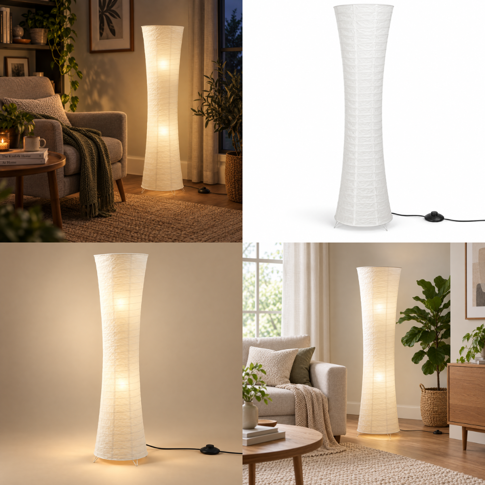 Skulpturel LED Gulvlampe – Varm Stuestemning