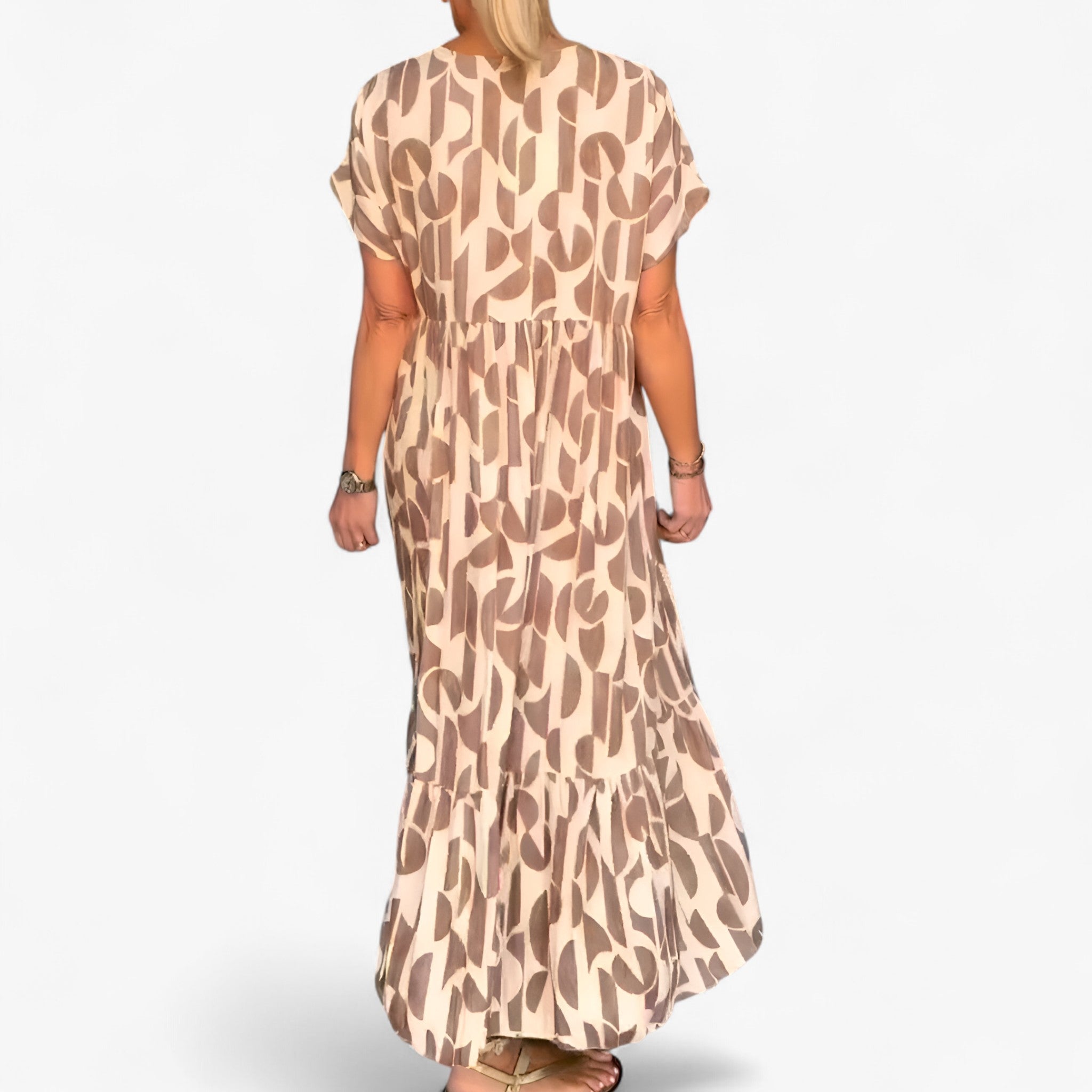 Judith | Kvinders Let V-hals Kjole i Åndbart Stof - - women's fashion - {{ product_tags }