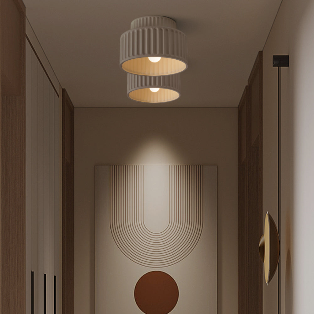 Rillet Loftlampe - Tostrenget Trommel-Design - - Deckenleuchte - {{ product_tags }