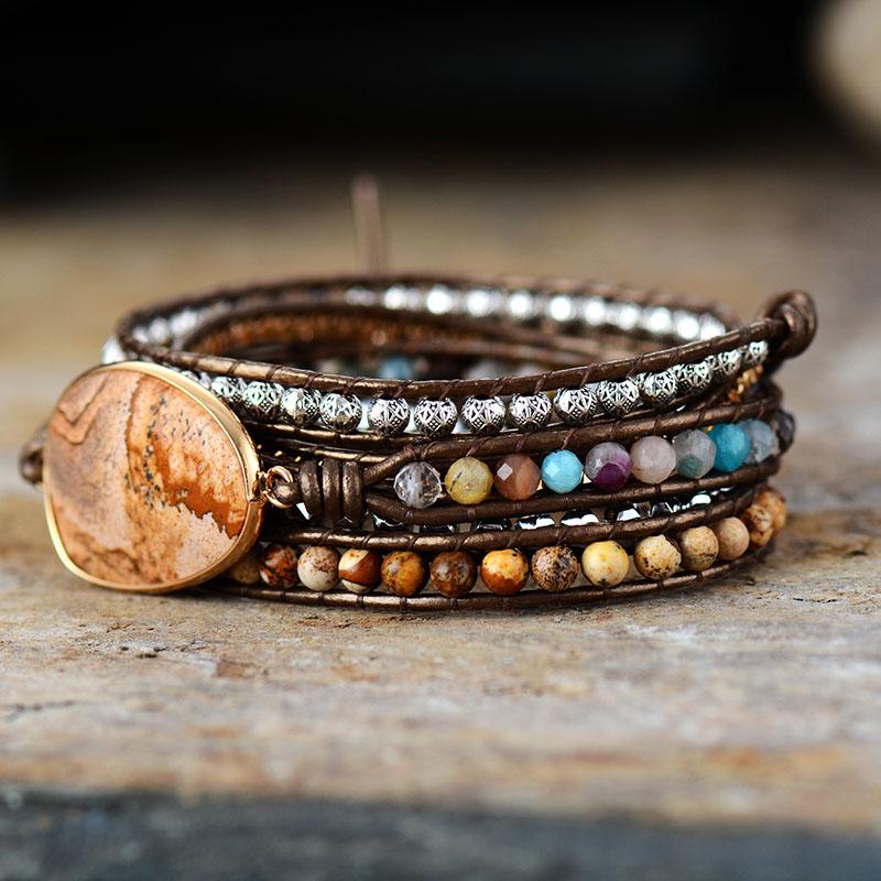 Jordforbindelse med helende energi i læderarmbånd - - other - {{ product_tags }