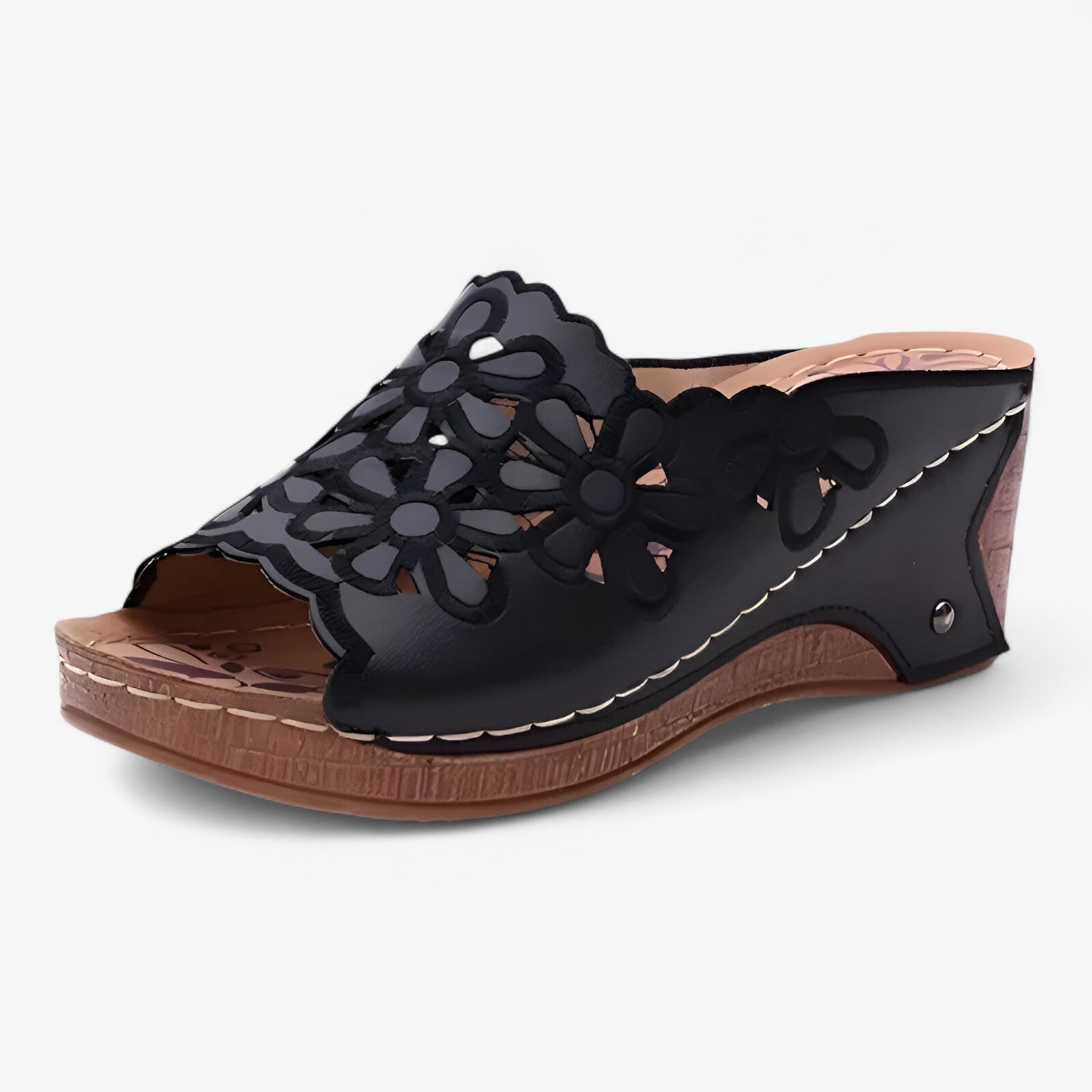 Demia | Blomster sandaler – Elegante og komfortable - Sort - women's fashion - {{ product_tags }