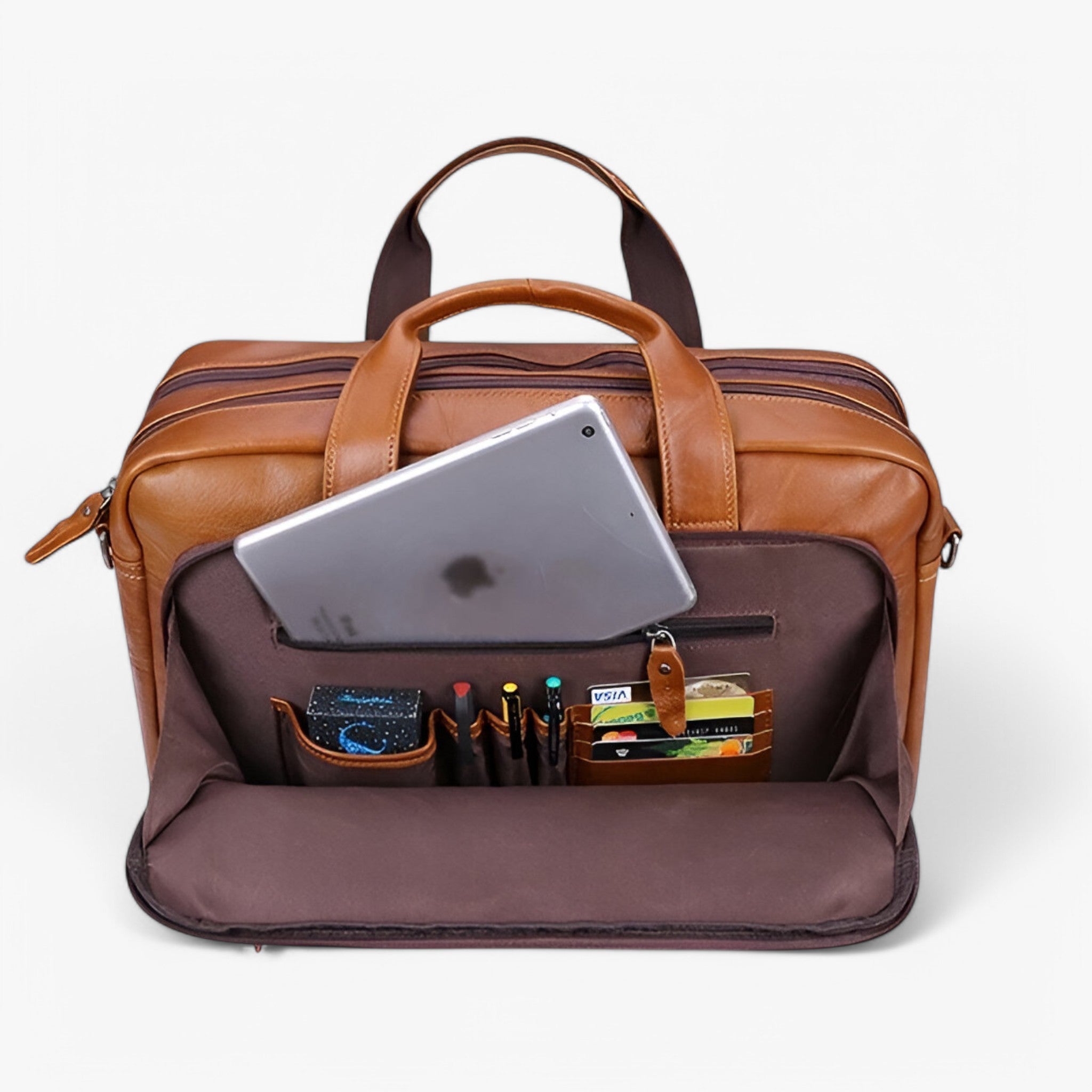 Theo | Laptoptaske i læder med skulderrem - - bags - {{ product_tags }