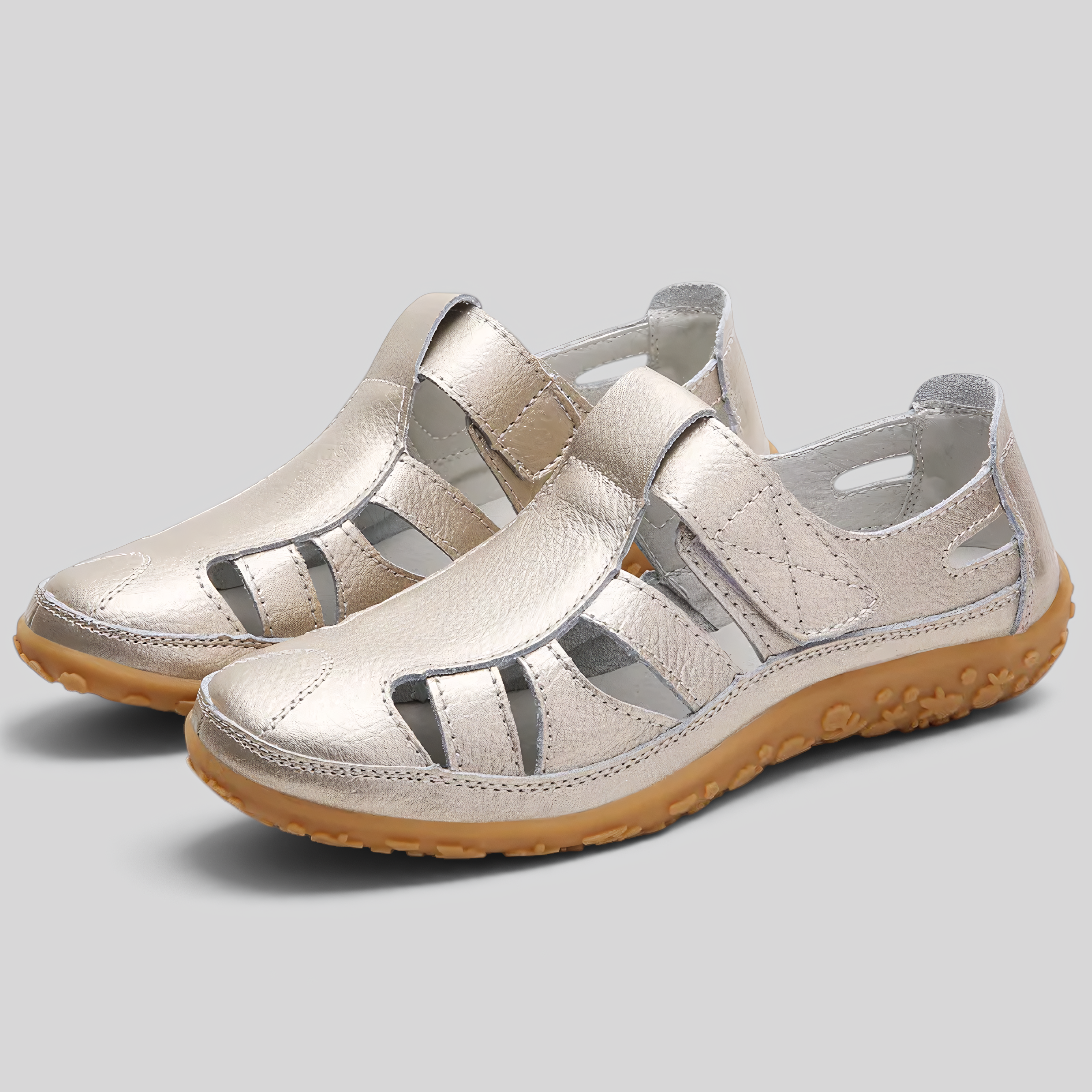 Damesandaler - Ortopædiske, skridsikre og komfortable - Guld - image_ai - {{ product_tags }