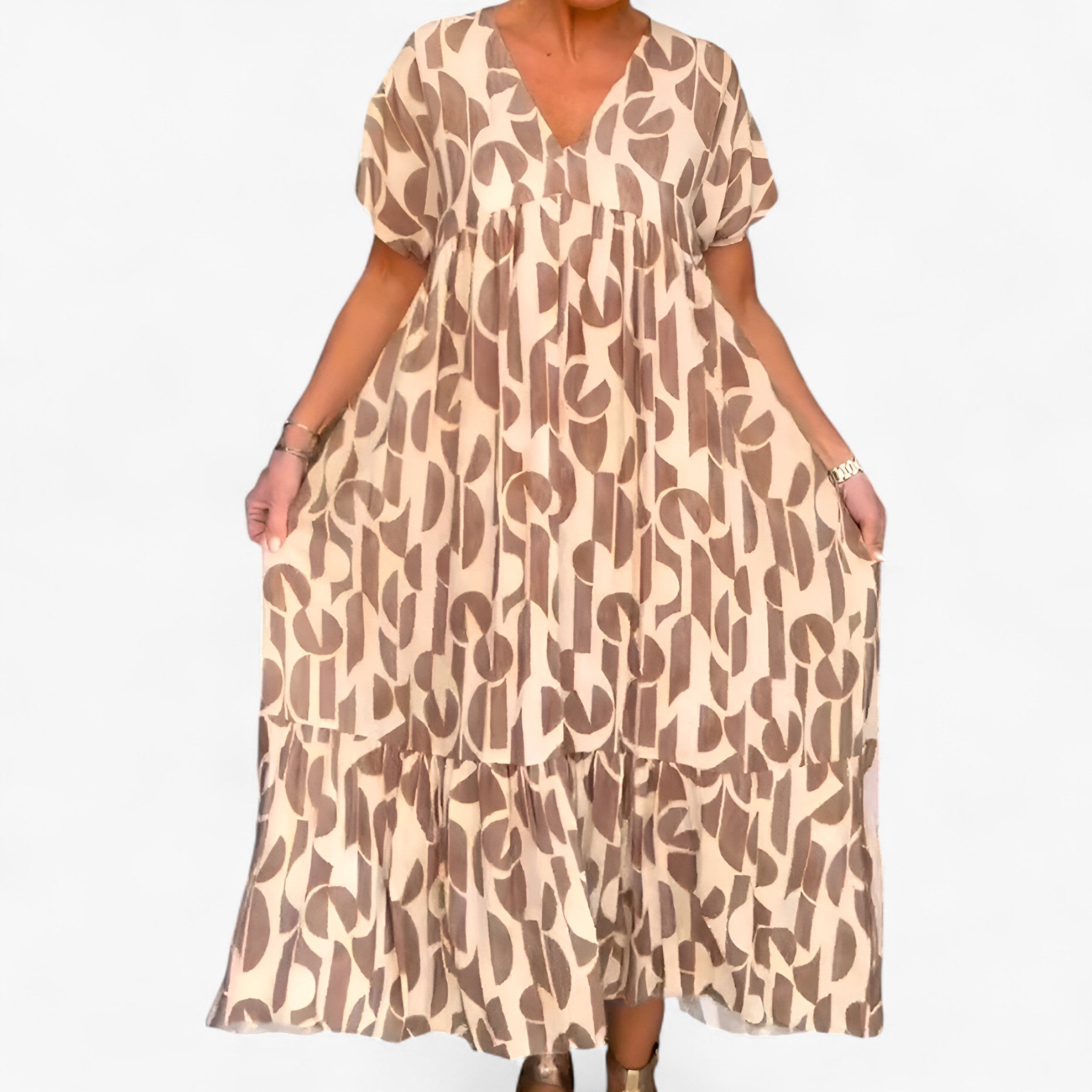 Judith | Kvinders Let V-hals Kjole i Åndbart Stof - - women's fashion - {{ product_tags }