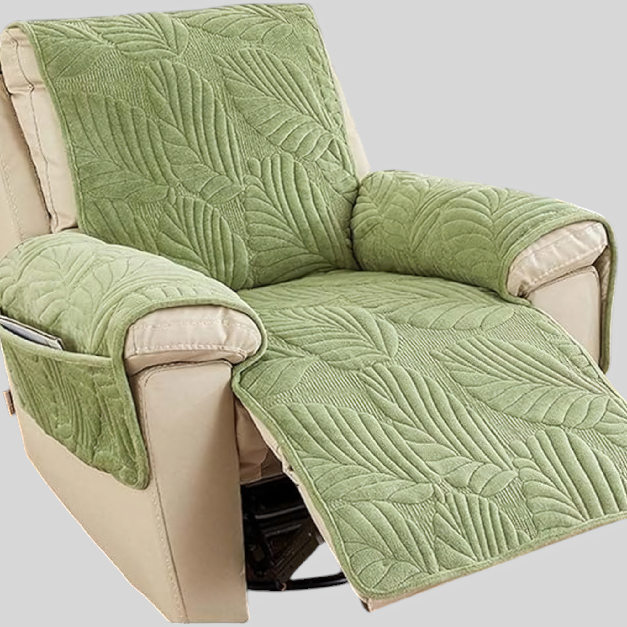 Recliner lænestolsbetræk - Grønt bladmønster, skridsikkert - Grøn 24"x88.5" - Recliner Sofa Covers - {{ product_tags }