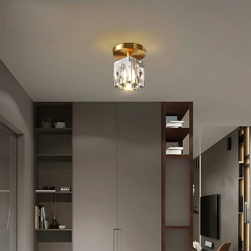 Geometrisk Krystal Loftlampe - Moderne Sort eller Guld Finish