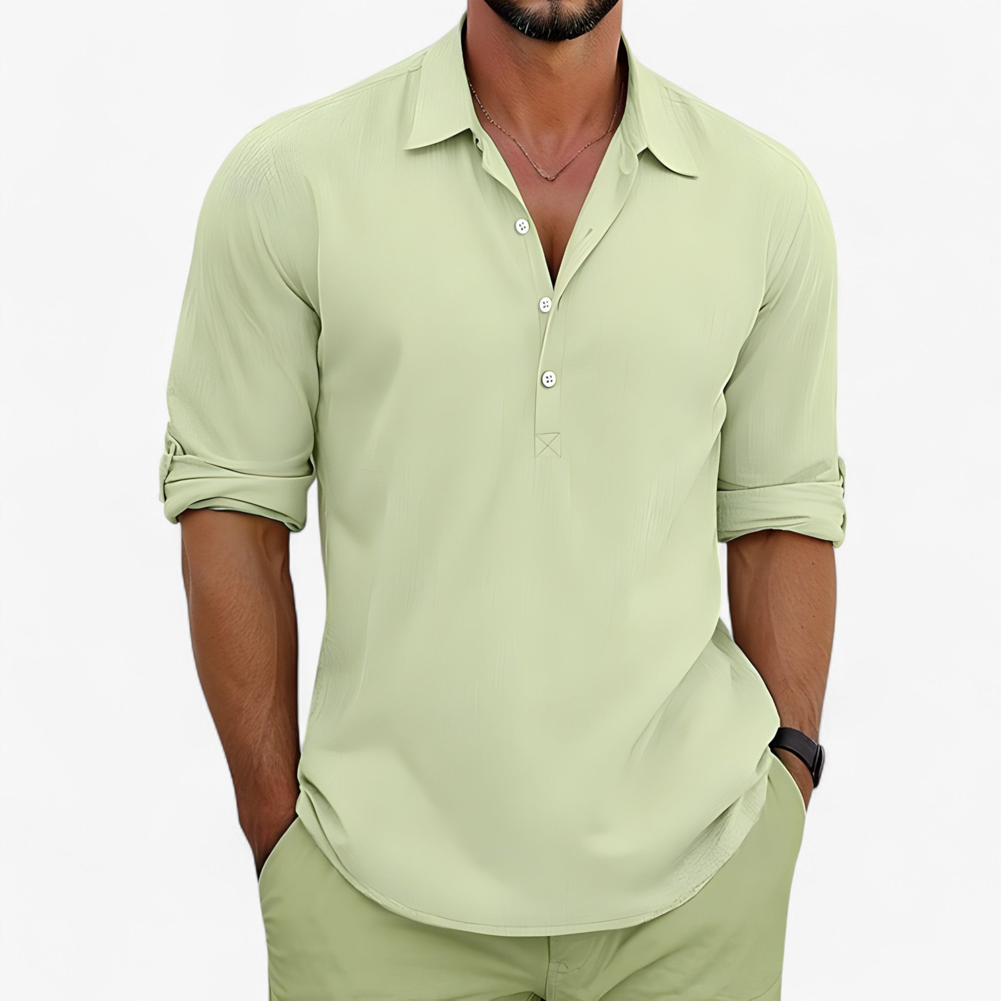 Luca | Let Sommerskjorte – Åndbar Komfort i Solen - Grøn - men's fashion - {{ product_tags }