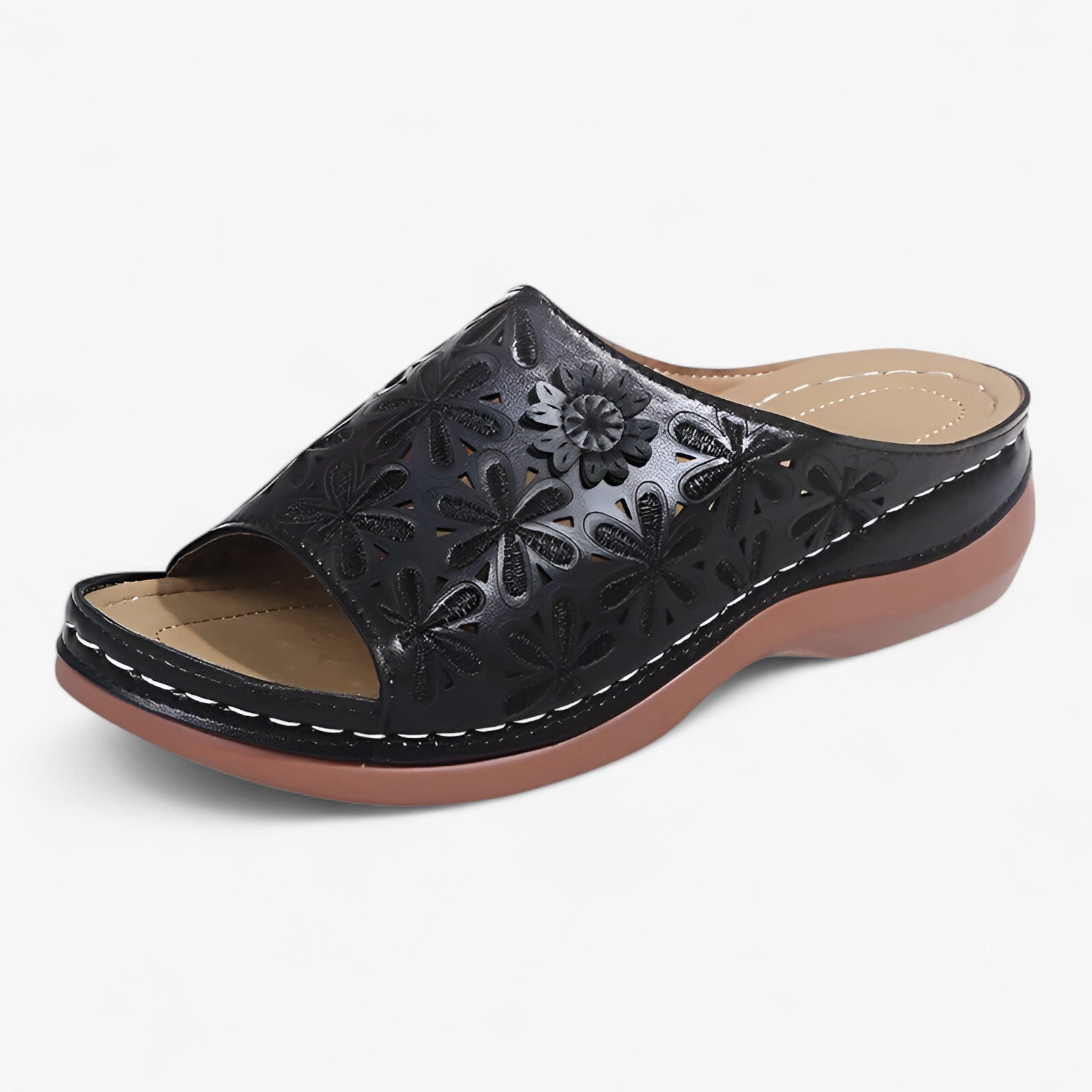 Ianne | Blomstrede sandaler – Elegante og komfortable - Sort - shoes - {{ product_tags }