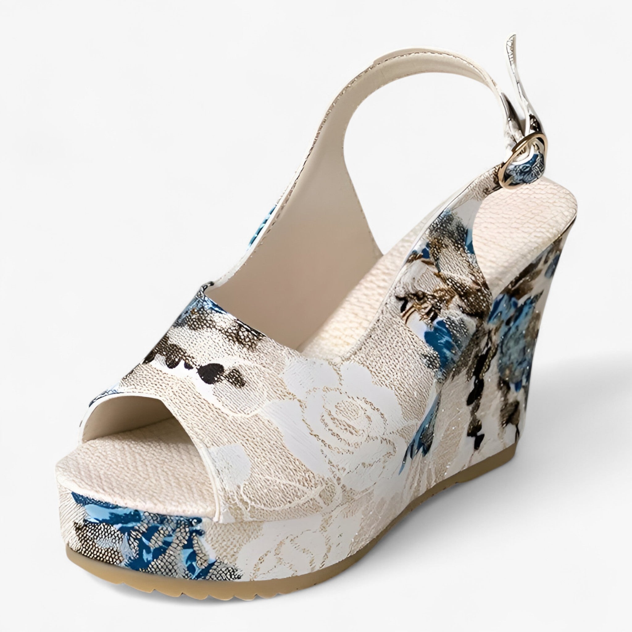 Abella | Blomstrede sandaler - Feminine og komfortable - Blå - women's fashion - {{ product_tags }