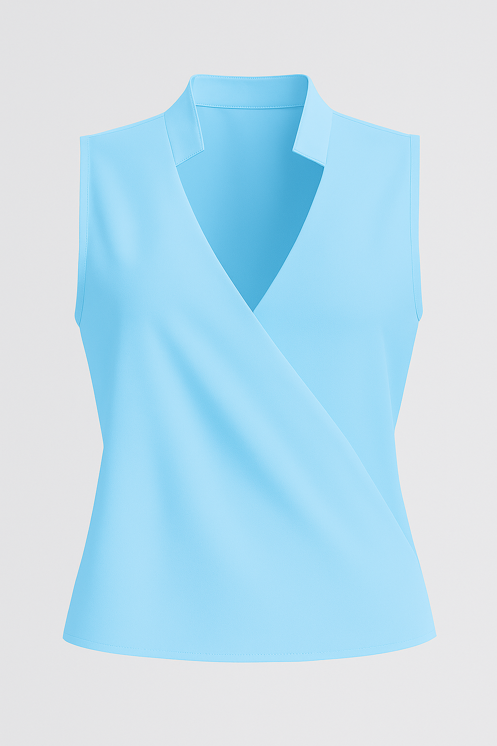 Elena | Ærmeløs bluse med V-udskæring og ståkrave - Himmelblå - Elena | Ærmeløs bluse med V-udskæring og ståkrave - € - {{ product_tags }