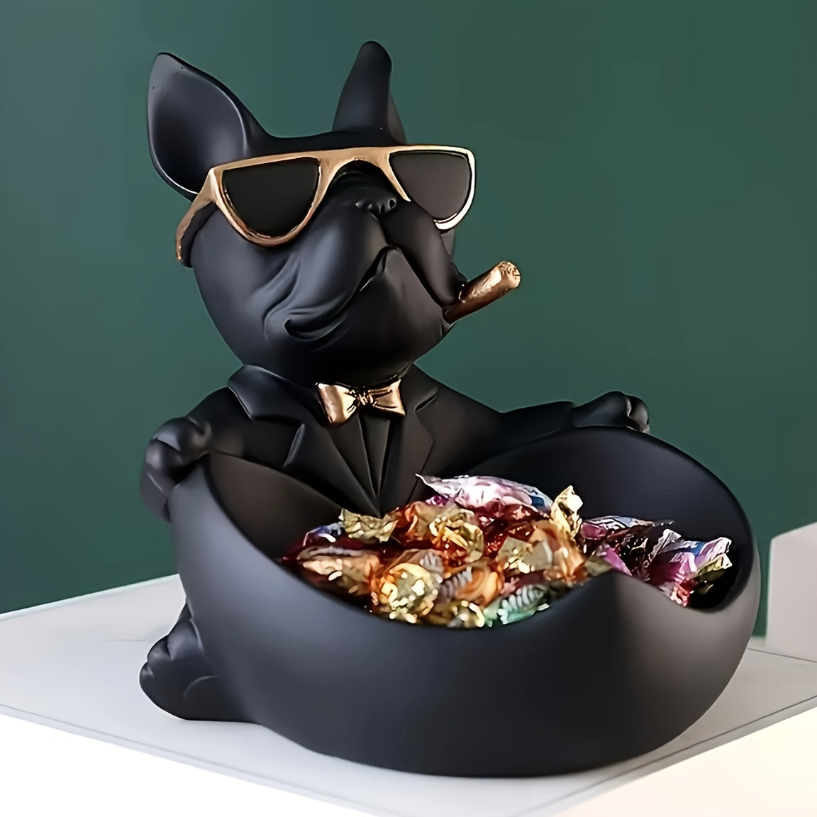 Sander | Sort bulldog-opbevaringsboks til boligindretning - Sort - house & garden - {{ product_tags }