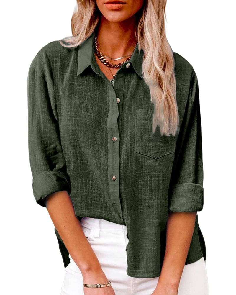 Dame Afslappet Skjorte - Løs Casual Bluse