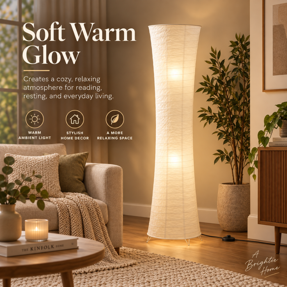 Skulpturel LED Gulvlampe – Varm Stuestemning