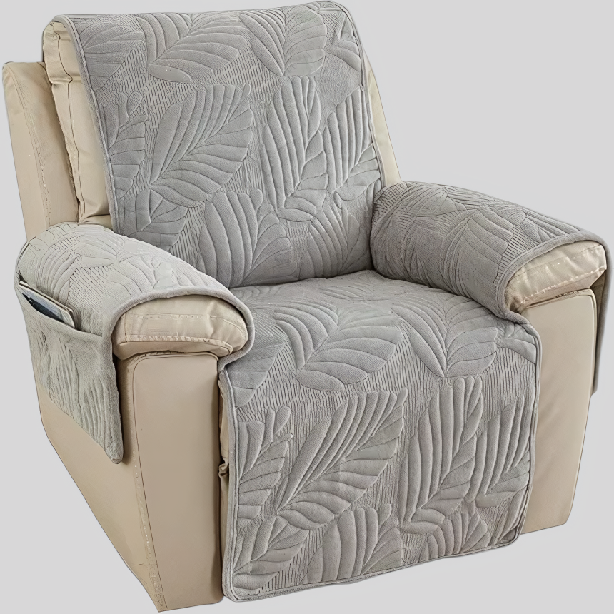 Recliner lænestolsbetræk - Grønt bladmønster, skridsikkert - Lysegrå 24"x88.5" - Recliner Sofa Covers - {{ product_tags }