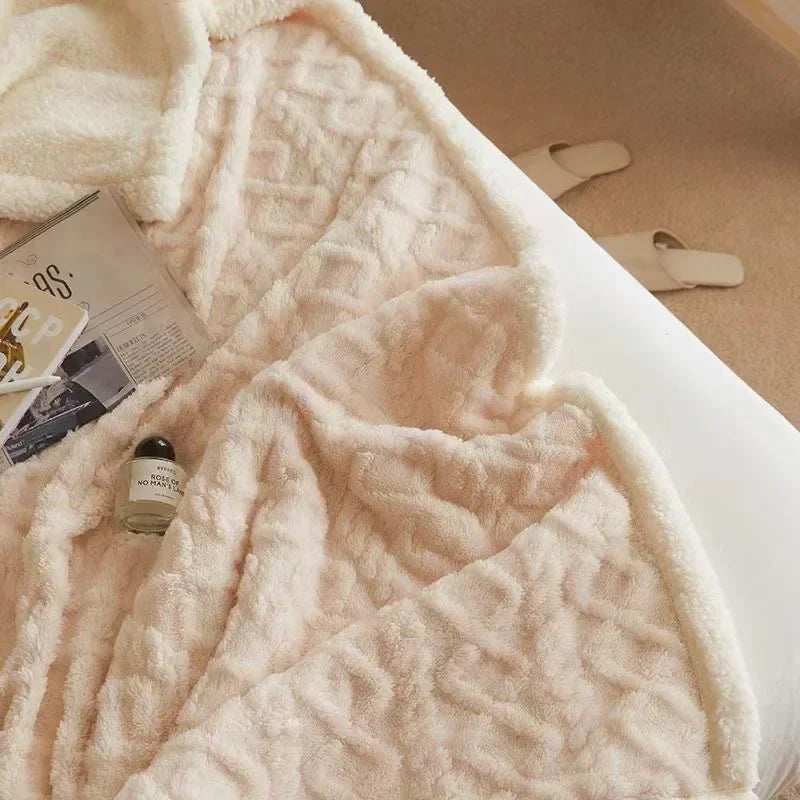 Tykt Lammeuld Vintertæppe - Ultravarmt Plaid - Creme - Home Decor - {{ product_tags }