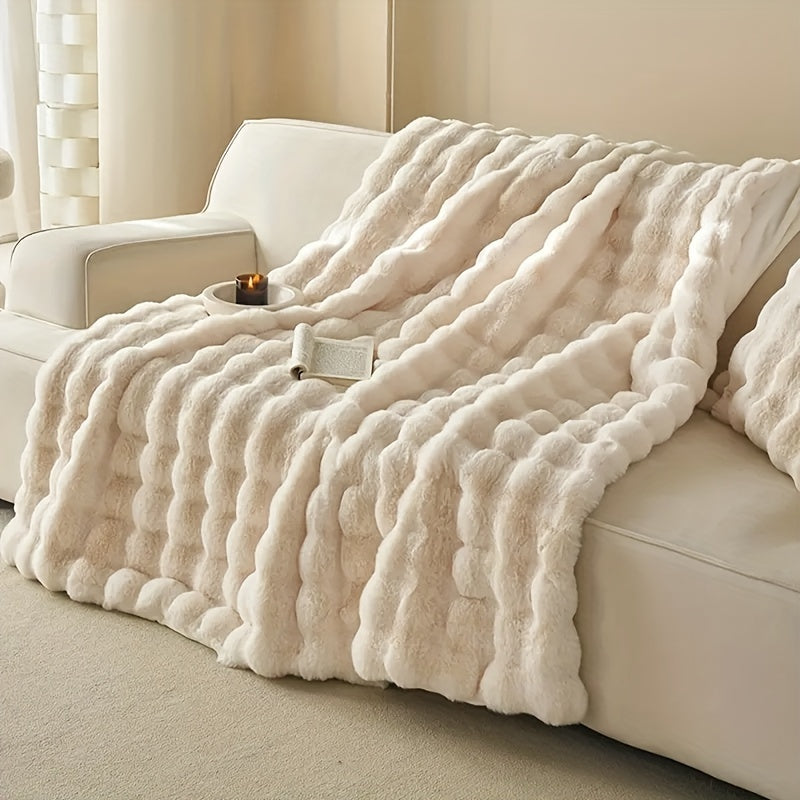 Bobbel Fleece Plaid - Blødt Sofatæppe - - Home Decor - {{ product_tags }