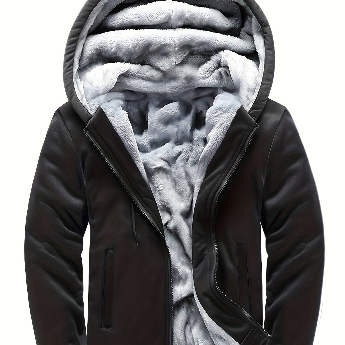 Herre Varm Fleece Hættejakke i Colorblock-Design