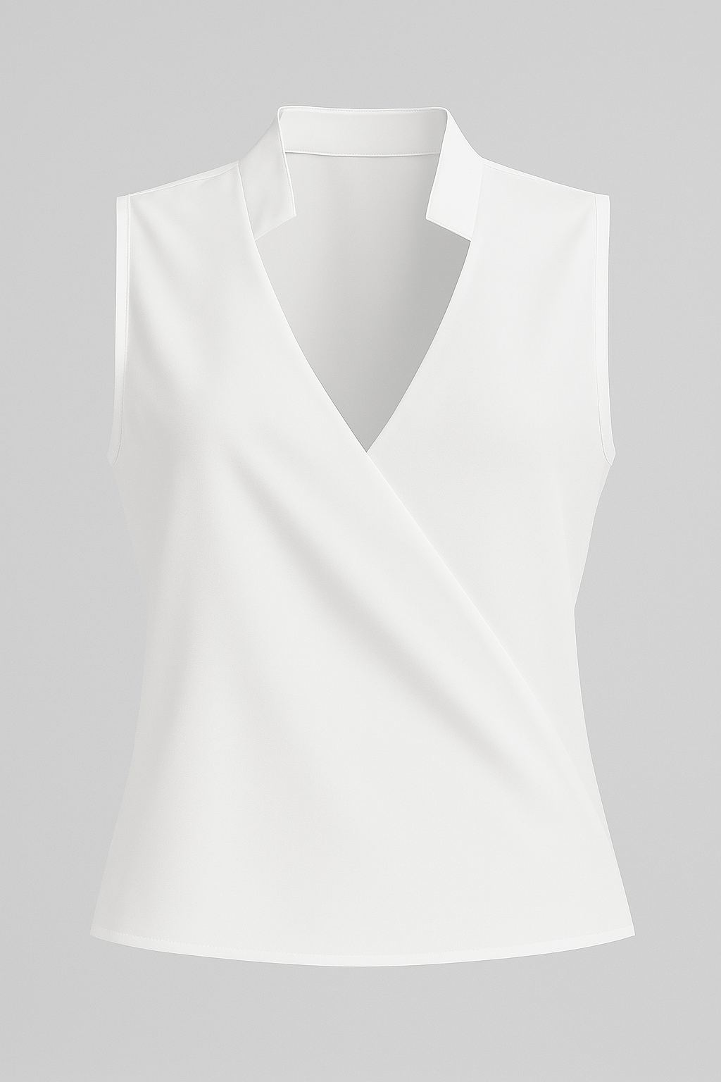 Elena | Ærmeløs bluse med V-udskæring og ståkrave - Hvid - Elena | Ærmeløs bluse med V-udskæring og ståkrave - € - {{ product_tags }