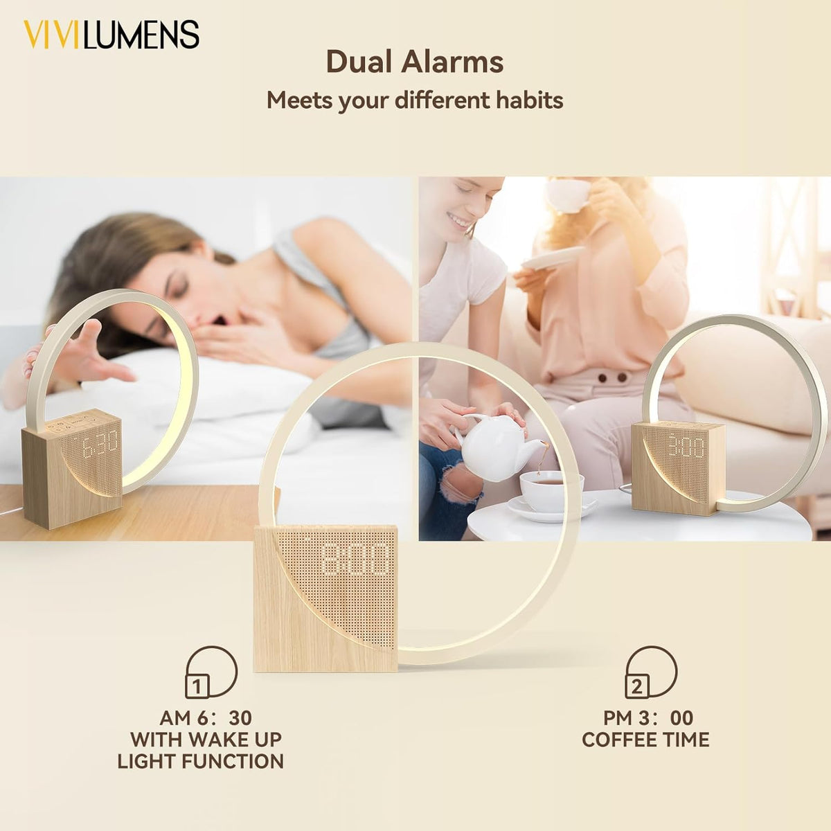 Solopgangsvækkeur – Vækkelys med Trådløs Opladning - - Sunrise Alarm Clock - {{ product_tags }