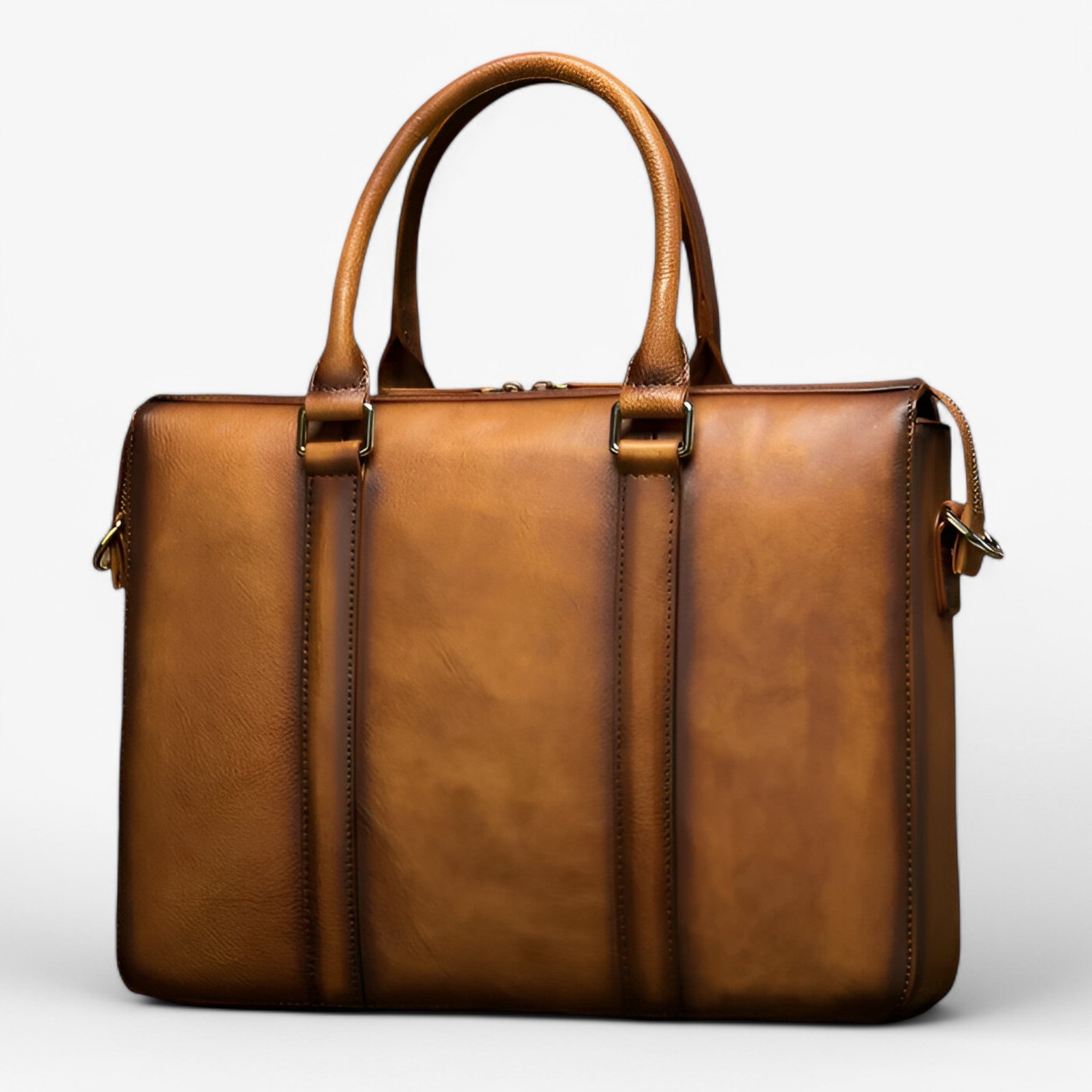 Alessio | Laptoptaske i læder med skulderrem - Kaffe brun - bags - {{ product_tags }