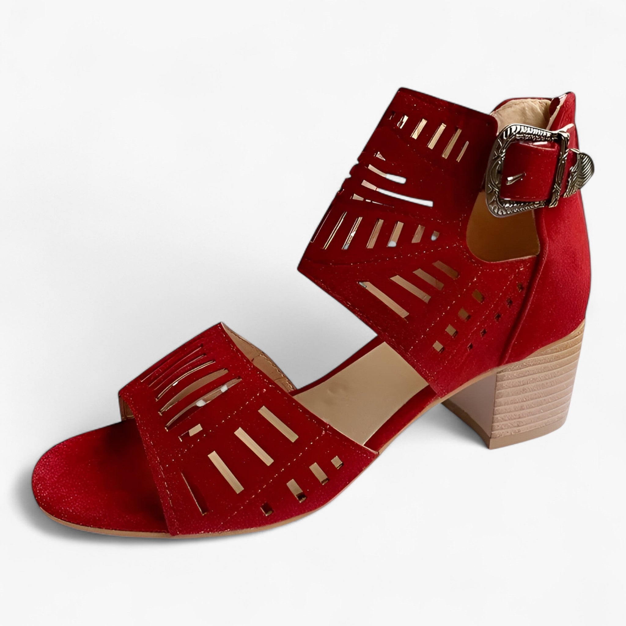 Sloane | Sandle i Velour - Elegant og Komfortabel Udseende - Rød - women's fashion - {{ product_tags }