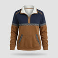 Dame Sweater - Halv Lynlaas med Sherpa-Krave, Cognac