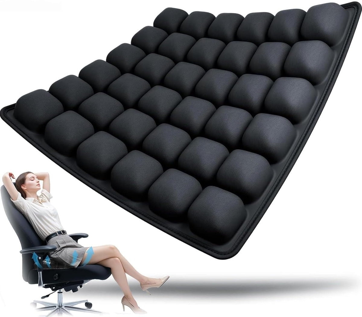 Oppustelig Sædepude - Ergonomisk Luftpude med 36 Luftceller - Sort - Meubelen > Stoelaccessoires - {{ product_tags }