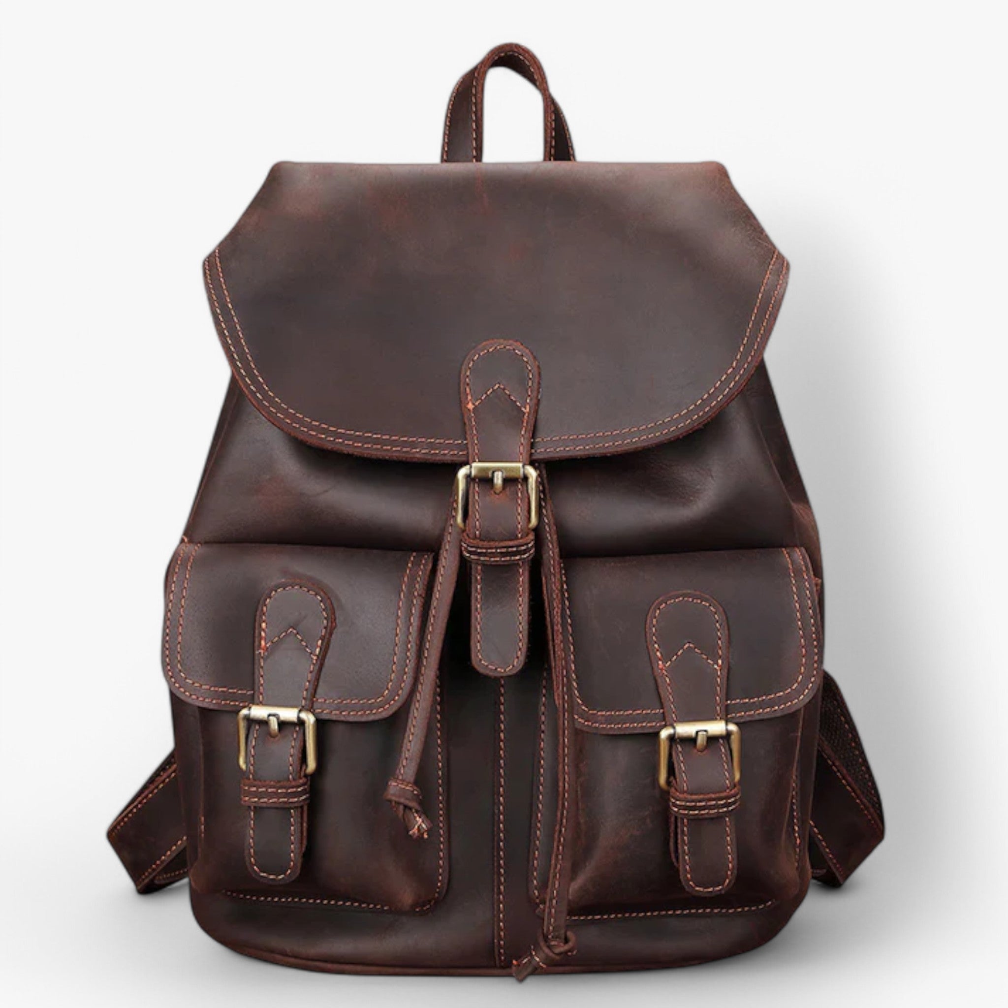 Leonardo | Premium læder rygsæk - Mørkebrun - bags - {{ product_tags }