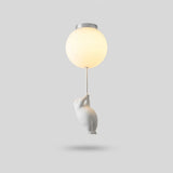 Minimalistisk Metal Loftslampe Med Bjørnefigur