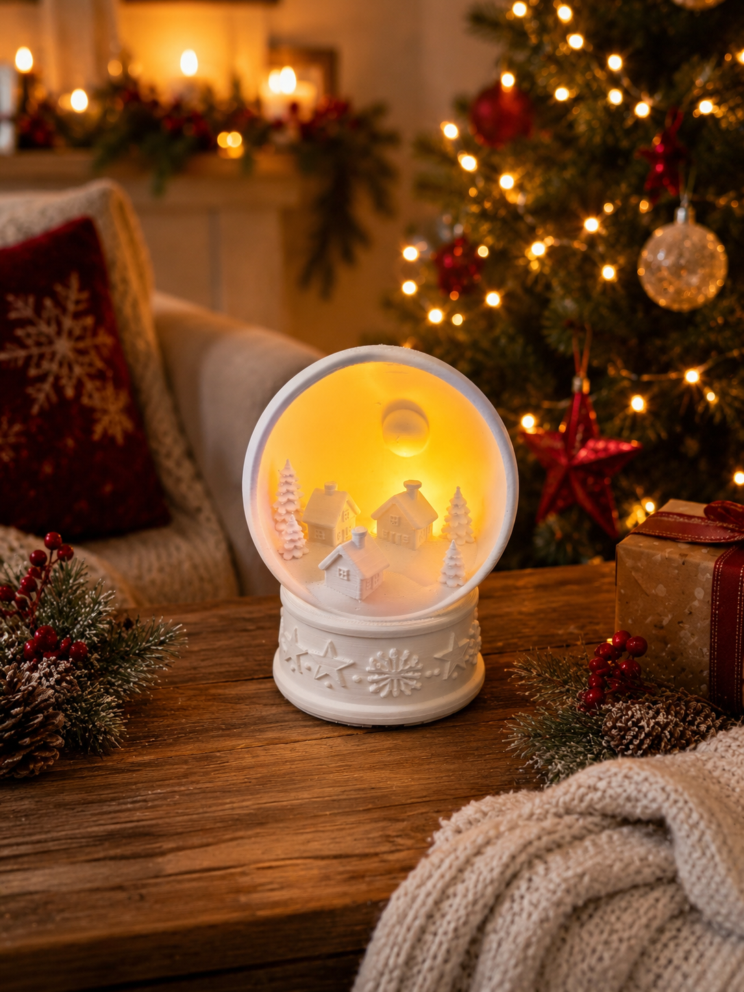 Julelandsby Snekugle – Batteridrevet Natlys - - Christmas Night Light - {{ product_tags }