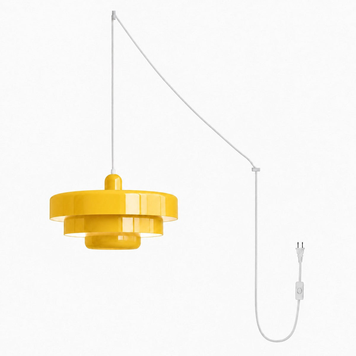 Retro Bauhaus Stikkontakt Pendellampe - Multi Farve - Gul - Home Decor - {{ product_tags }